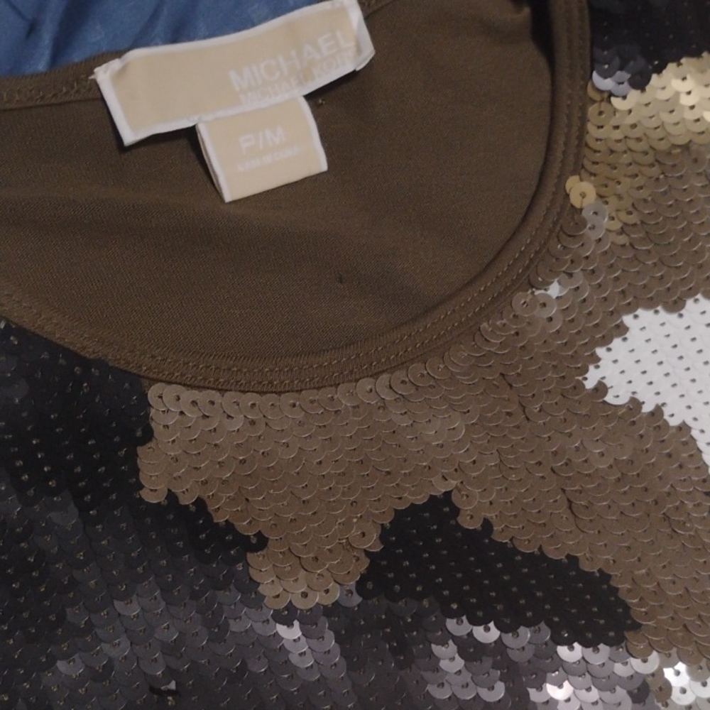 Michael Kors Black and Brown Sequin Blouse